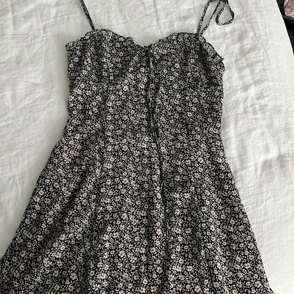 Floral Black and White Women's Dress